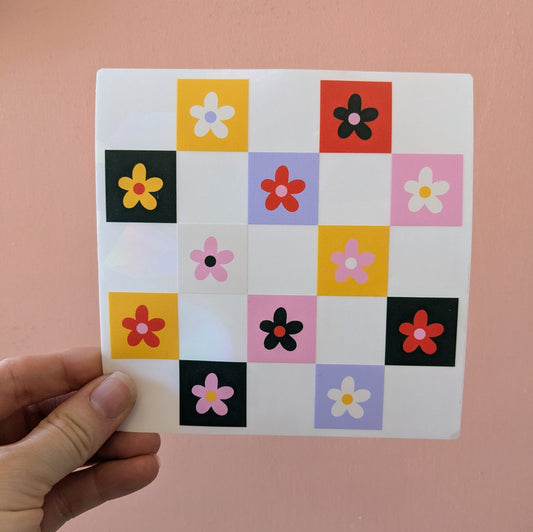 Patchwork Daisy Suncatcher Sticker