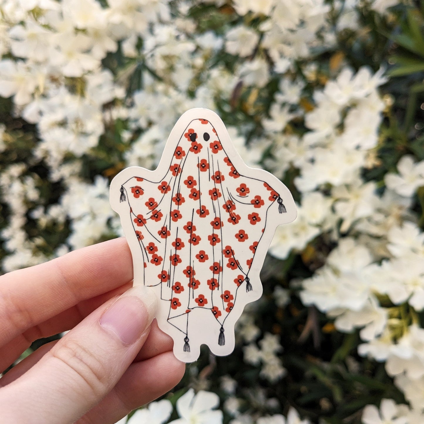 Floral Poppy Ghost Sticker