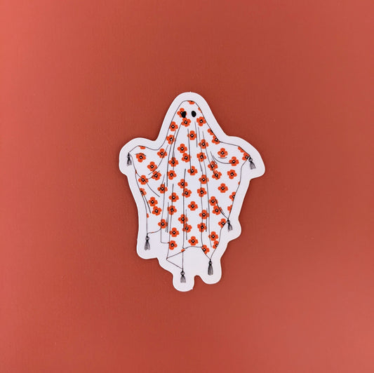 Floral Poppy Ghost Sticker