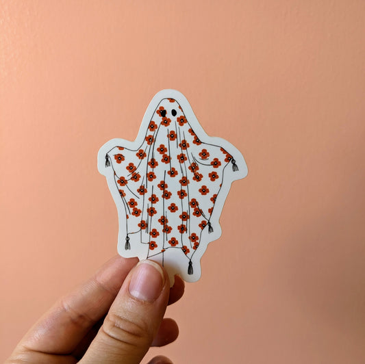 Floral Poppy Ghost Sticker