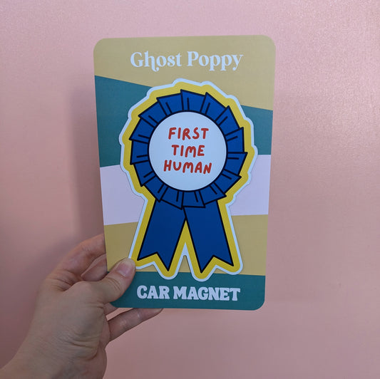 First Time Human Car Magnet
