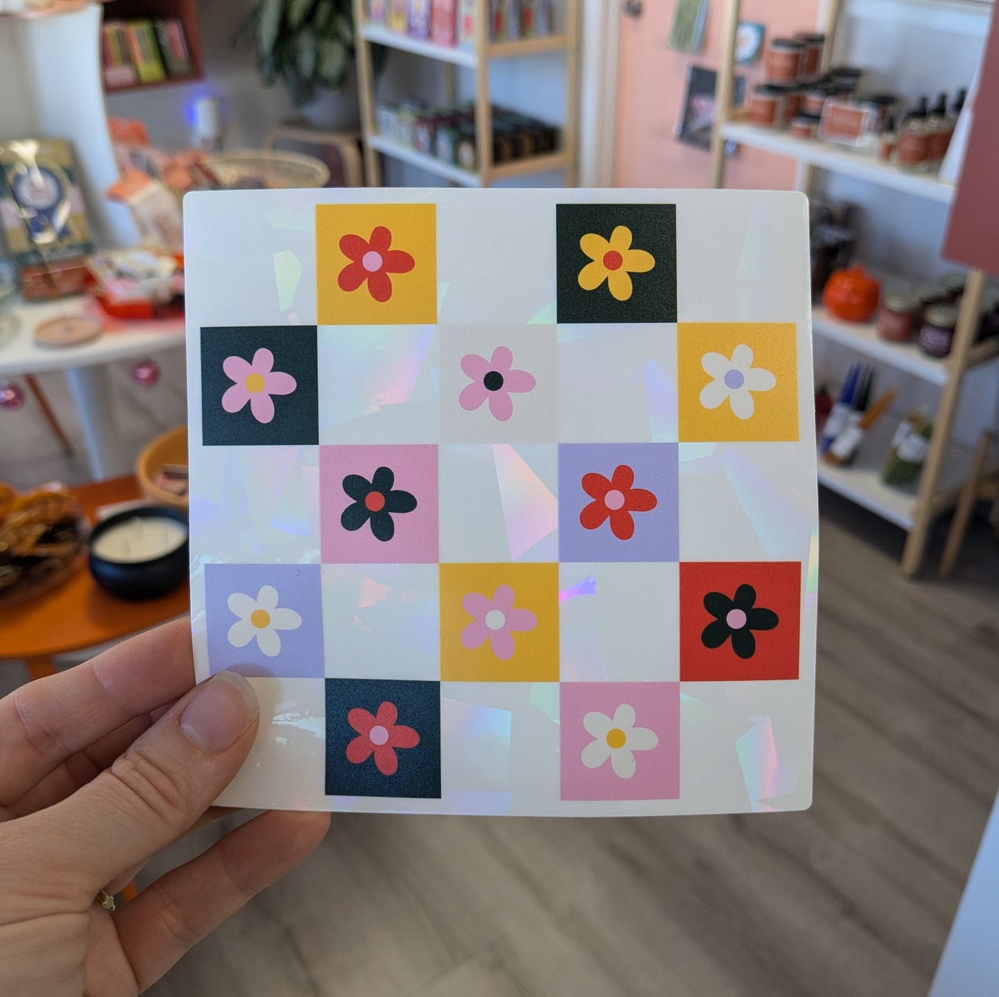 Patchwork Daisy Suncatcher Sticker